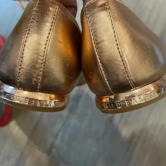 Ted Baker Eliena Snaffle Trim Metallic Golden Leather Loafers- Women- US 9.5 - Picture 8 of 10